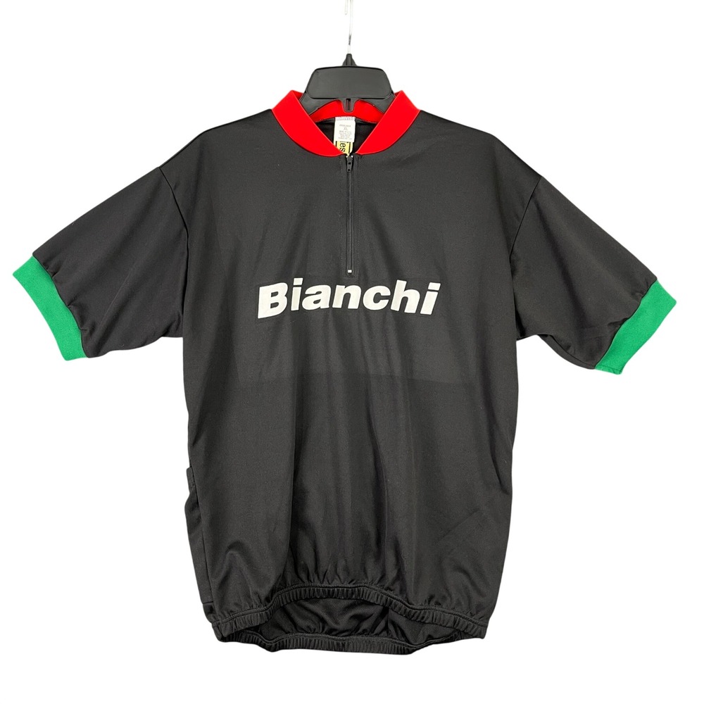 Vintage Santini Bianchi Cycling Jersey Mens XL Quarter Zip Coolmax Road Bike Top